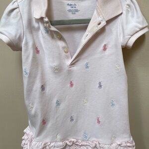 Ralph Lauren Light Pink Polo Dress with Multicolor Pony Embroidery size 12M